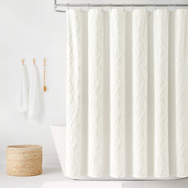 Lush Decor Jacquard Wave Shower Curtain
