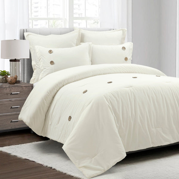 Lush Decor Linen Button Comforter 5 Piece Set