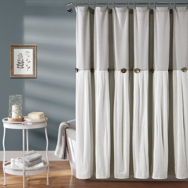 Lush Decor Linen Button Shower Curtain