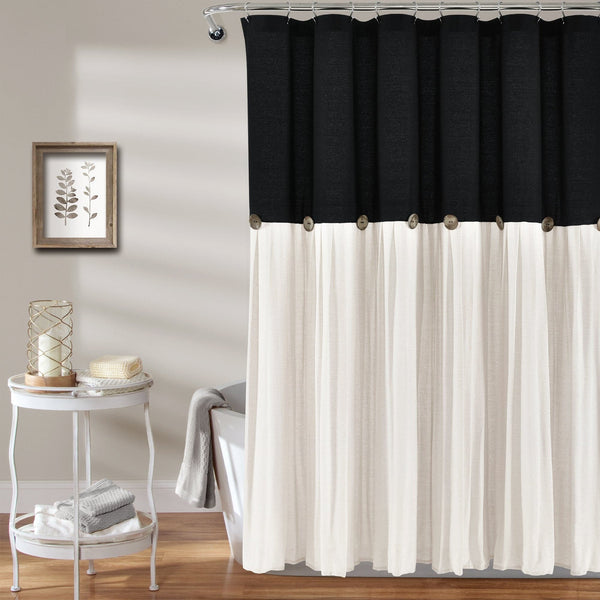 Lush Decor Linen Button Shower Curtain