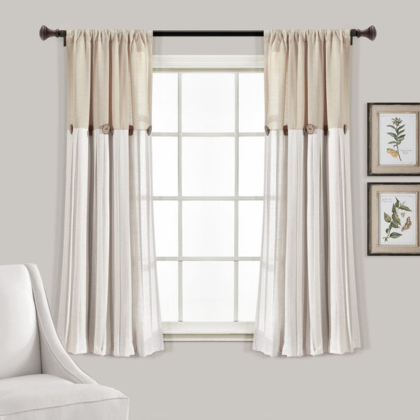 Lush Decor Linen Button Window Curtain Panel