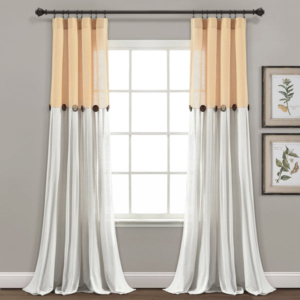 Lush Decor Linen Button Window Curtain Panel