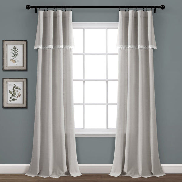 Lush Decor Linen Lace Window Curtain Panel Set