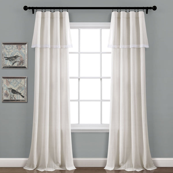 Lush Decor Linen Lace Window Curtain Panel Set