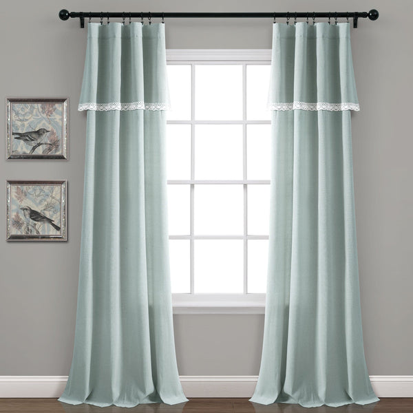 Lush Decor Linen Lace Window Curtain Panel Set