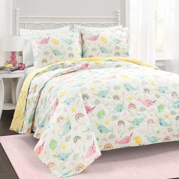 Lush Decor Magical Narwhal Quilt Set
