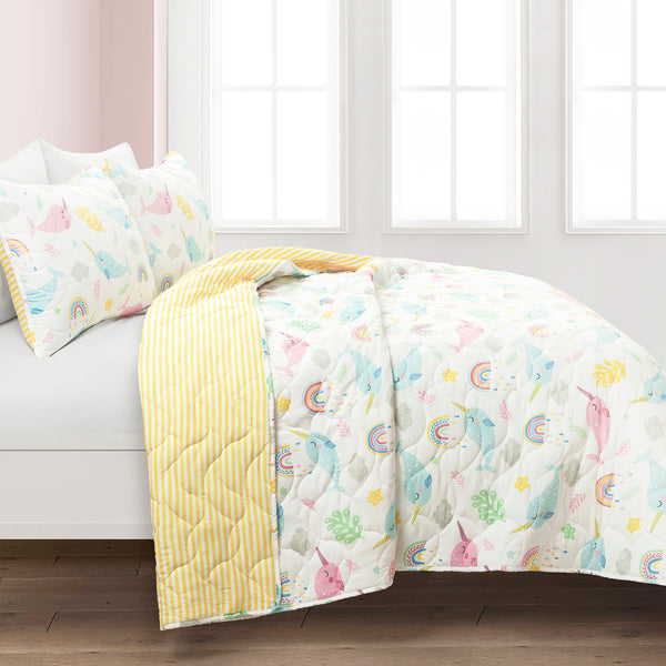 Lush Decor Magical Narwhal Quilt Set