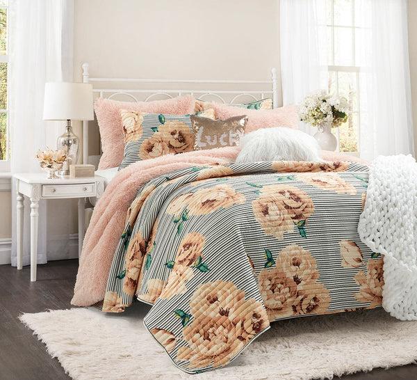 Lush Decor Mira Vintage Floral Oversized Quilt Set