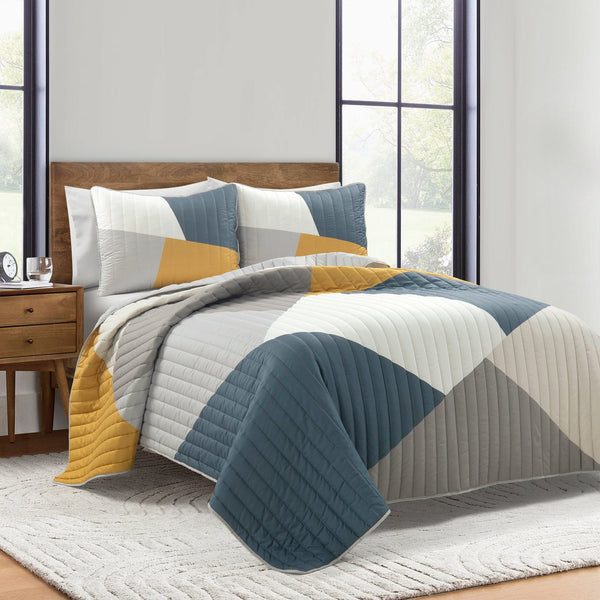 Lush Decor Modern Color Block Quilt 3 Piece Set