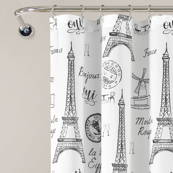 Lush Decor Paris Bonjour Cotton Shower Curtain