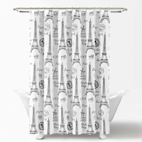 Lush Decor Paris Bonjour Cotton Shower Curtain