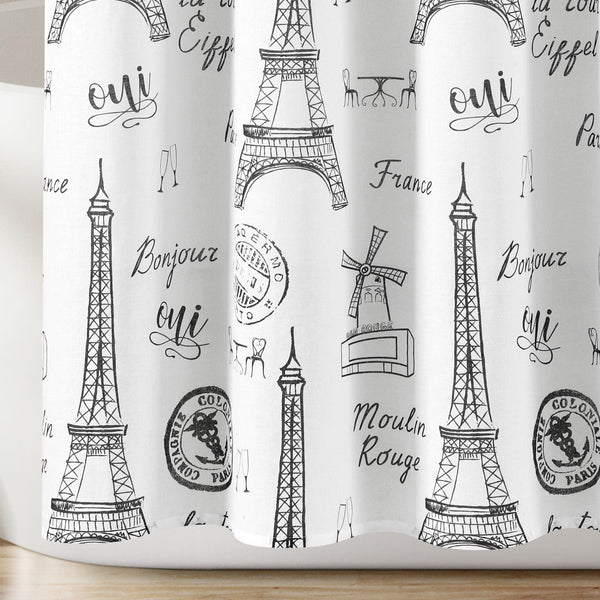 Lush Decor Paris Bonjour Cotton Shower Curtain
