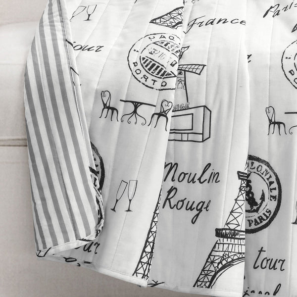 Lush Decor Paris Bonjour Reversible Cotton Throw
