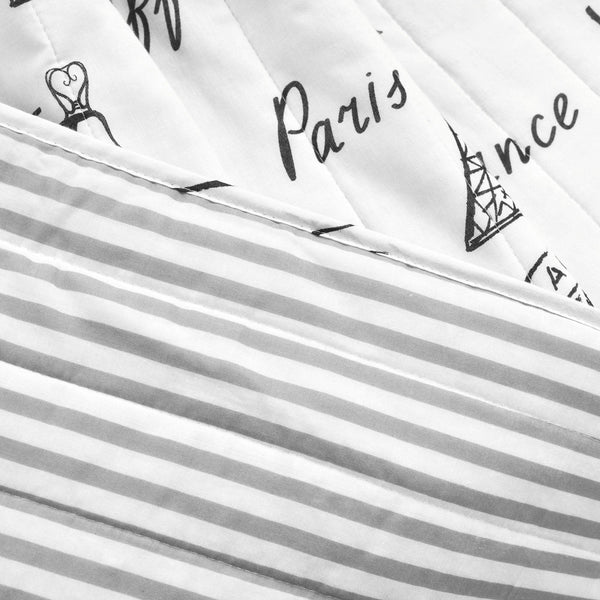 Lush Decor Paris Bonjour Reversible Cotton Throw