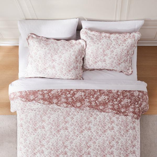 Lush Decor Peony Toile Reversible Cotton Quilt Set