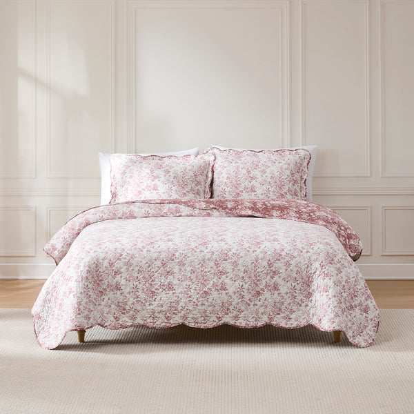 Lush Decor Peony Toile Reversible Cotton Quilt Set
