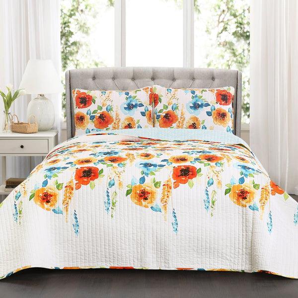 Lush Decor Percy Bloom Quilt 3 Piece Set