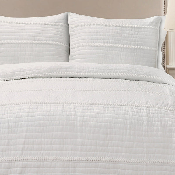 Lush Decor Pom Pom Stripe Quilt 3 Piece Set