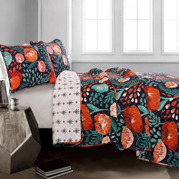 Lush Decor Poppy Garden Quilt 3 Piece Set
