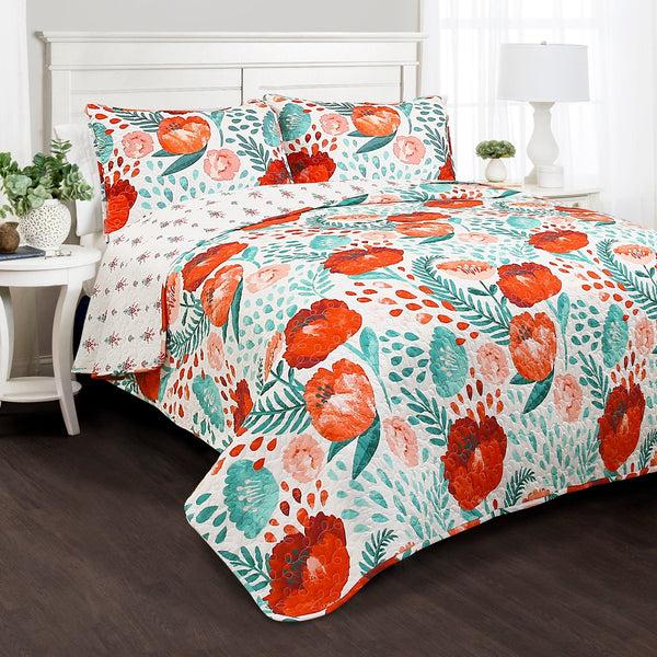 Lush Decor Poppy Garden Quilt 3 Piece Set