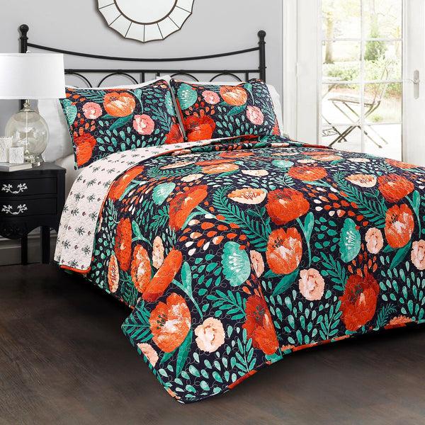 Lush Decor Poppy Garden Quilt 3 Piece Set