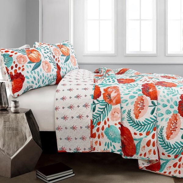 Lush Decor Poppy Garden Quilt 3 Piece Set