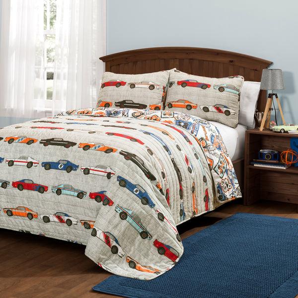 Lush Decor Race Cars Quilt Set