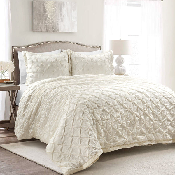 Lush Decor Ravello Pintuck 3 Piece Duvet Cover Set