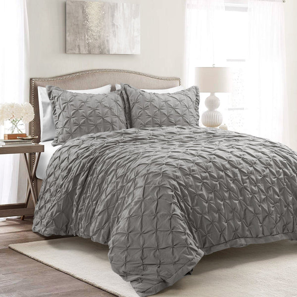 Lush Decor Ravello Pintuck 3 Piece Duvet Cover Set