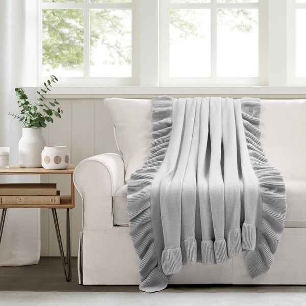 Lush Decor Reyna Soft Knitted Ruffle Throw