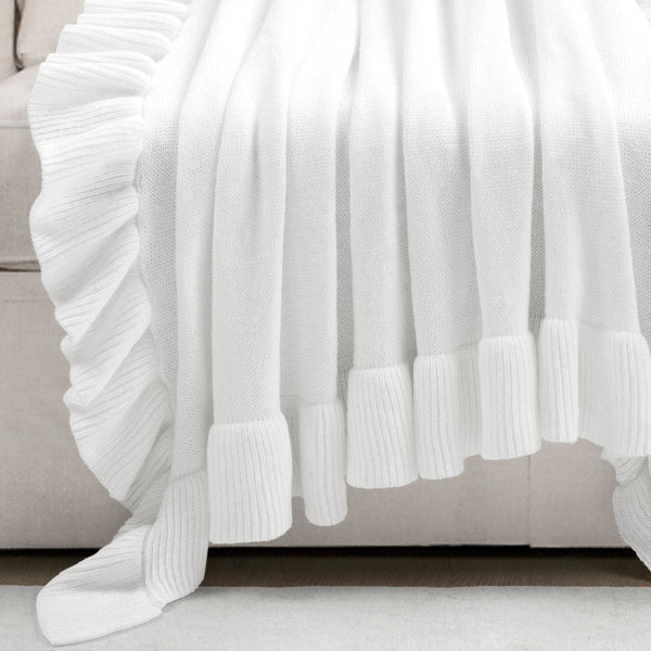Lush Decor Reyna Soft Knitted Ruffle Throw