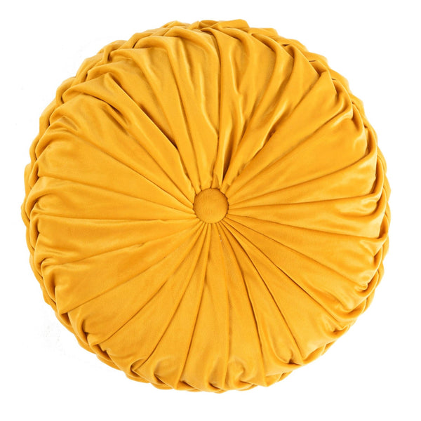 Lush Decor Round Pleated Soft Velvet Throw Pillow