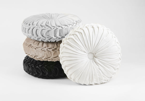 Lush Decor Round Pleated Soft Velvet Throw Pillow