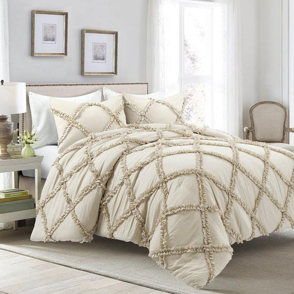 Lush Decor Ruffle Diamond 3 Piece Comforter Set