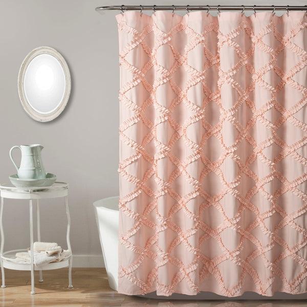 Lush Decor Ruffle Diamond Shower Curtain