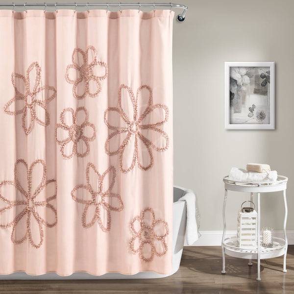 Lush Decor Ruffle Flower Shower Curtain