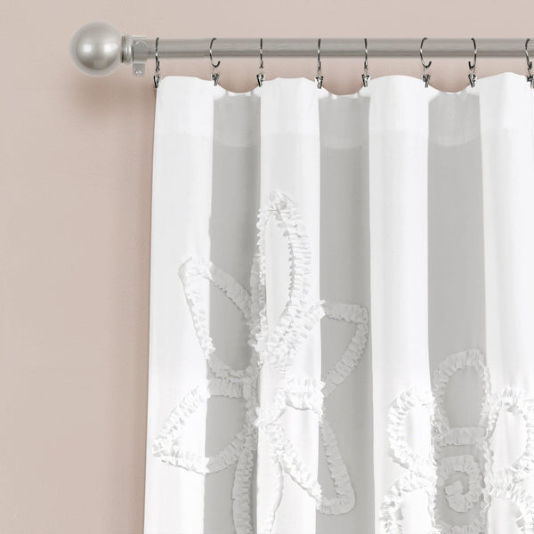Lush Decor Ruffle Flower Window Curtain Panel Set