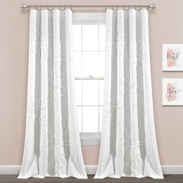 Lush Decor Ruffle Flower Window Curtain Panel Set