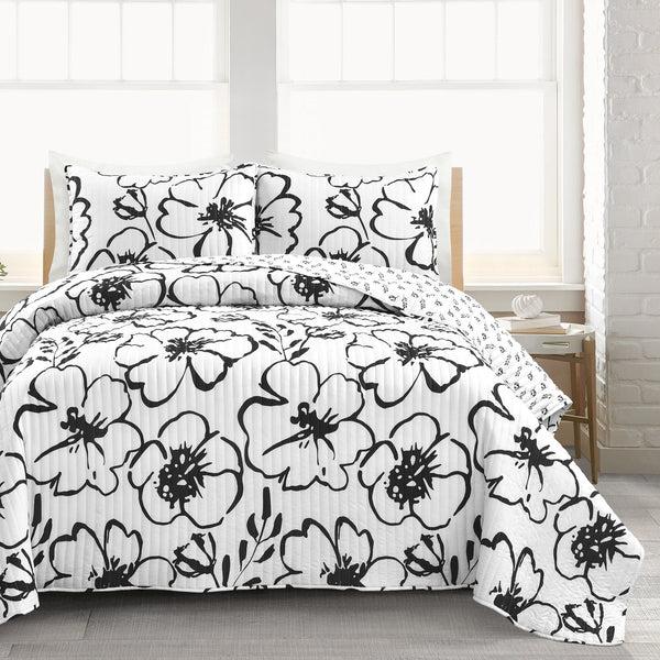 Lush Decor Scandinavian Floral Quilt 3 Piece Set