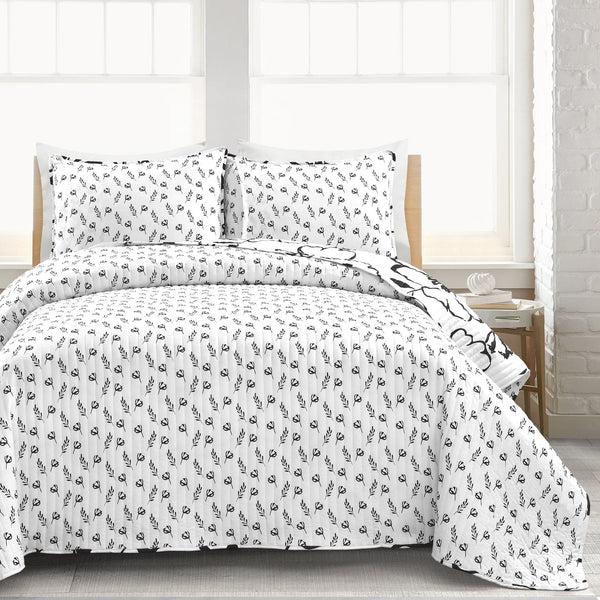 Lush Decor Scandinavian Floral Quilt 3 Piece Set