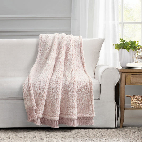 Lush Decor Sherpa Tassel Fringe Throw