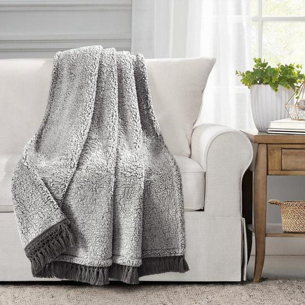 Lush Decor Sherpa Tassel Fringe Throw