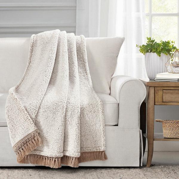 Lush Decor Sherpa Tassel Fringe Throw