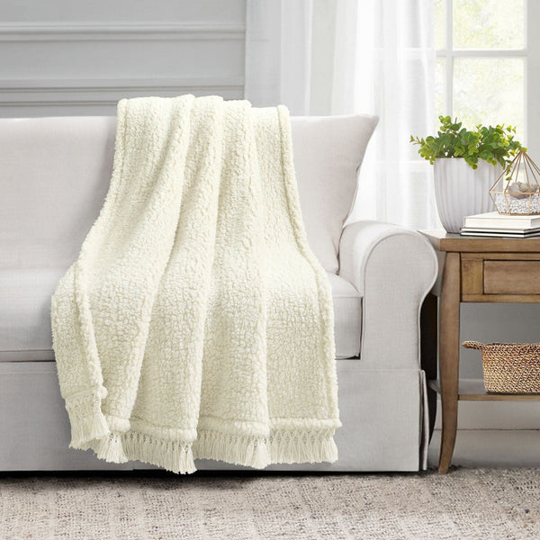 Lush Decor Sherpa Tassel Fringe Throw