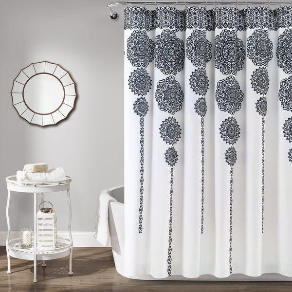 Lush Decor Stripe Medallion Shower Curtain