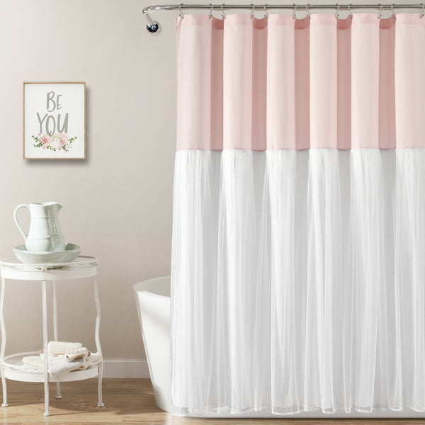 Lush Decor Tulle Skirt Colorblock Shower Curtain