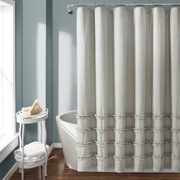 Lush Decor Vintage Stripe Yarn Dyed Shower Curtain