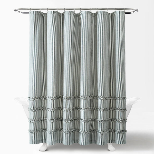 Lush Decor Vintage Stripe Yarn Dyed Shower Curtain