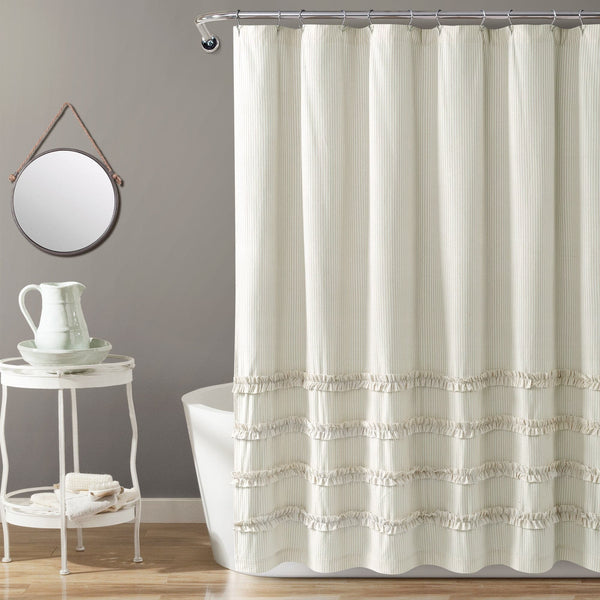 Lush Decor Vintage Stripe Yarn Dyed Shower Curtain
