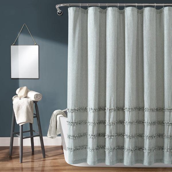 Lush Decor Vintage Stripe Yarn Dyed Shower Curtain